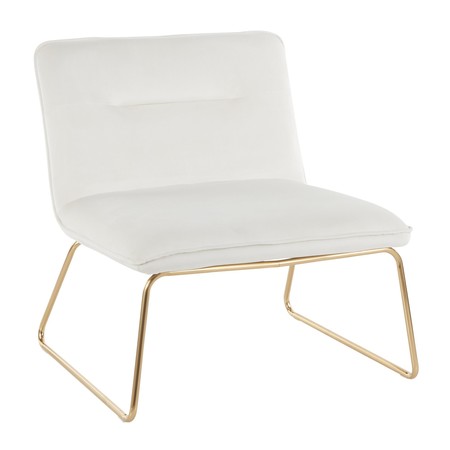 LUMISOURCE Casper Accent Chair in Gold Metal and Cream Velvet CHR-CASPER AUCR